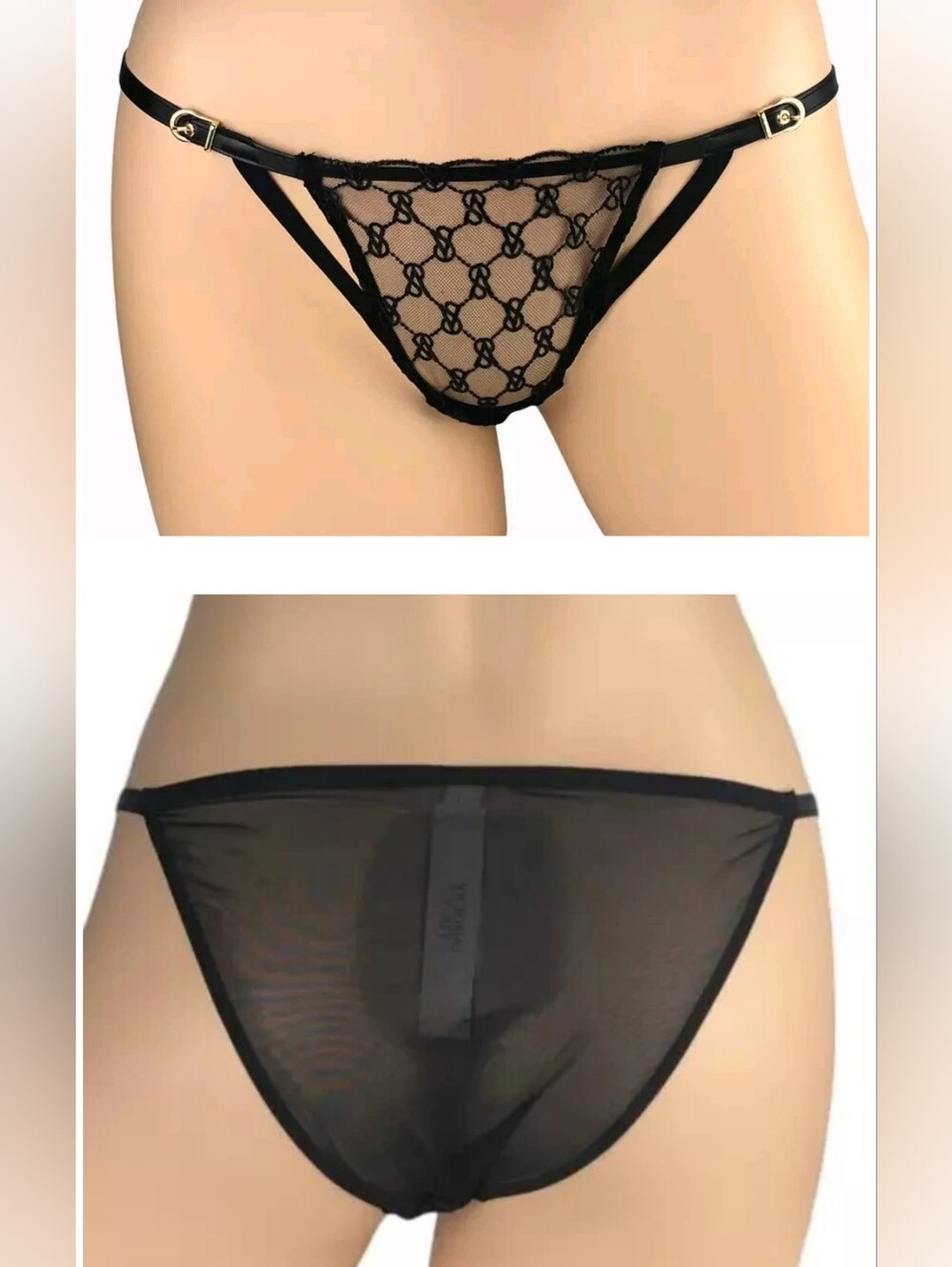 Victoria's secret VERY SEXY VS Logo Embroidery faux leather String Bikini panty